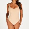 Hunkemöller Nahtlos betonender Body mit hohem Beinausschnitt Beige